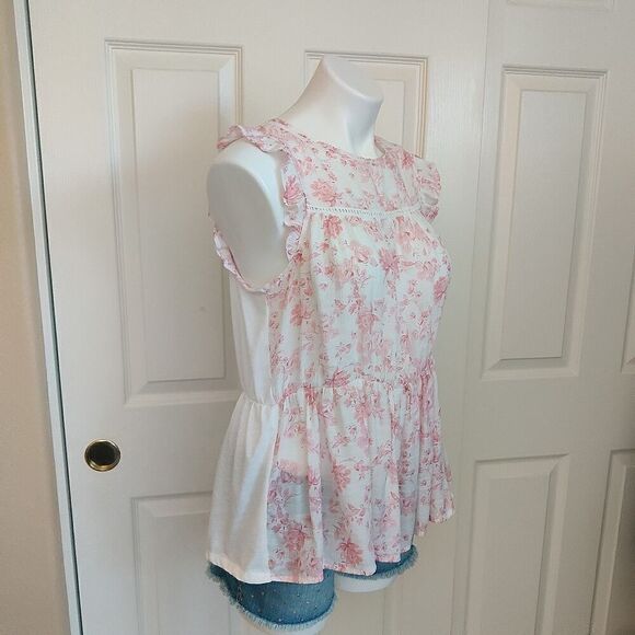 Parallel Skies floral ruffle sleeveless top sz S - Picture 4 of 7